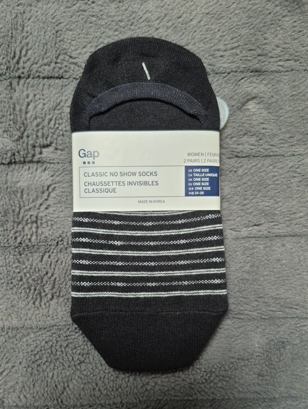 Gap Cotton Blend Stripes & Bees 2 Pack Of No Show Socks, New With Tags